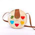 Charming Shoulder Bag with Colored Hearts and Flap Closure